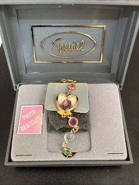 ♡Speidel multiple gemstone Link Photo Bracelet♡